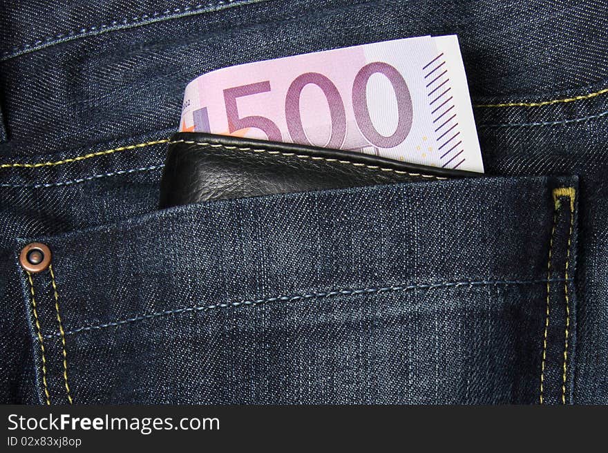 500 Euro Banknotes In A Jeans Pocket