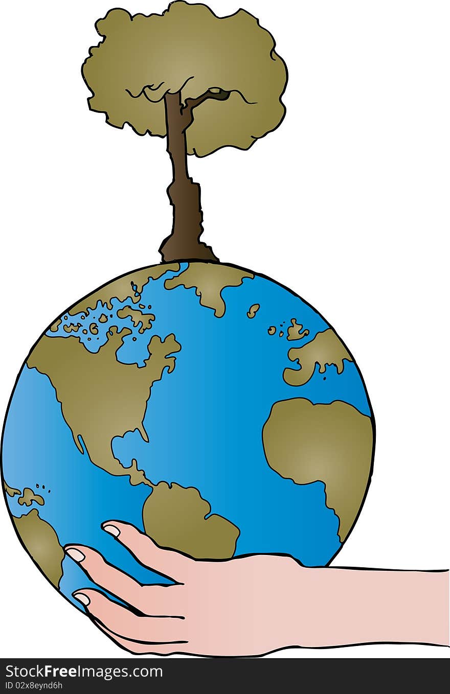 Vector illustration of a hand holding globe. Vector illustration of a hand holding globe
