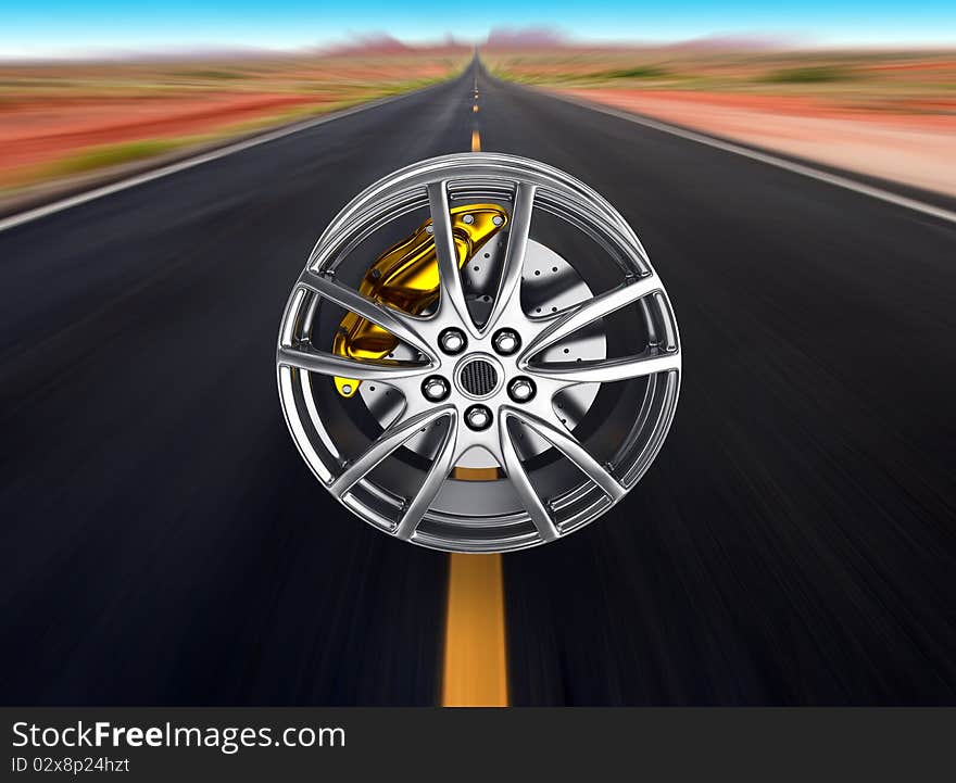 Alloy wheels for sports car 3d render