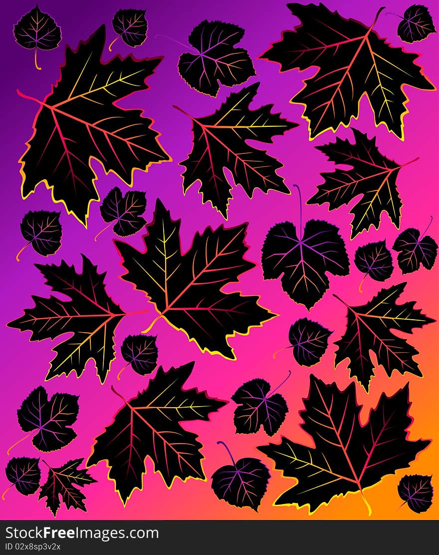 Background with autumnal leaves for a design. Background with autumnal leaves for a design