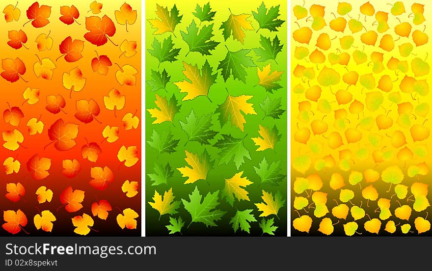 Set of backgrounds with autumnal leaves.