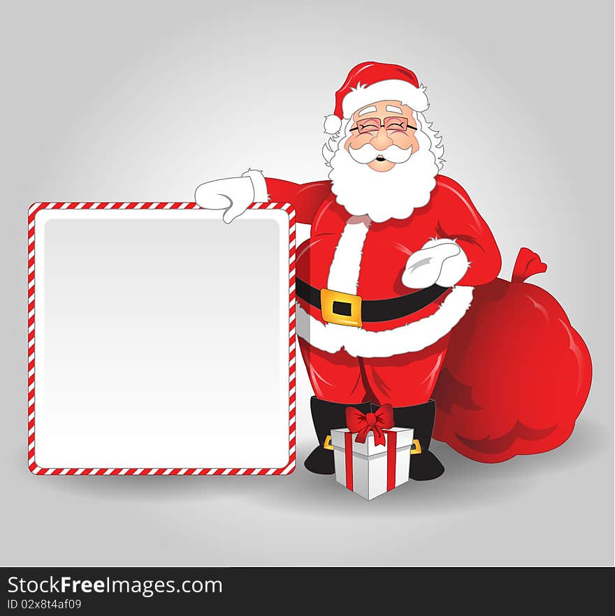 Vector santa claus holding a blank ad