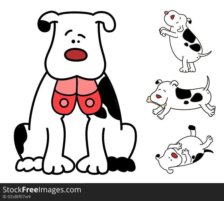 Set of cartoon dogs. illustration on a white background for a design. Set of cartoon dogs. illustration on a white background for a design