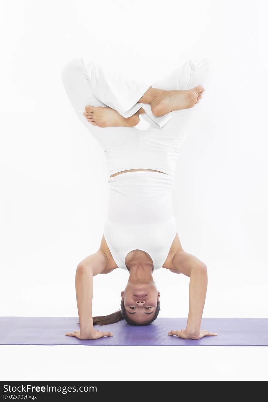 Asian Yoga Master on white background