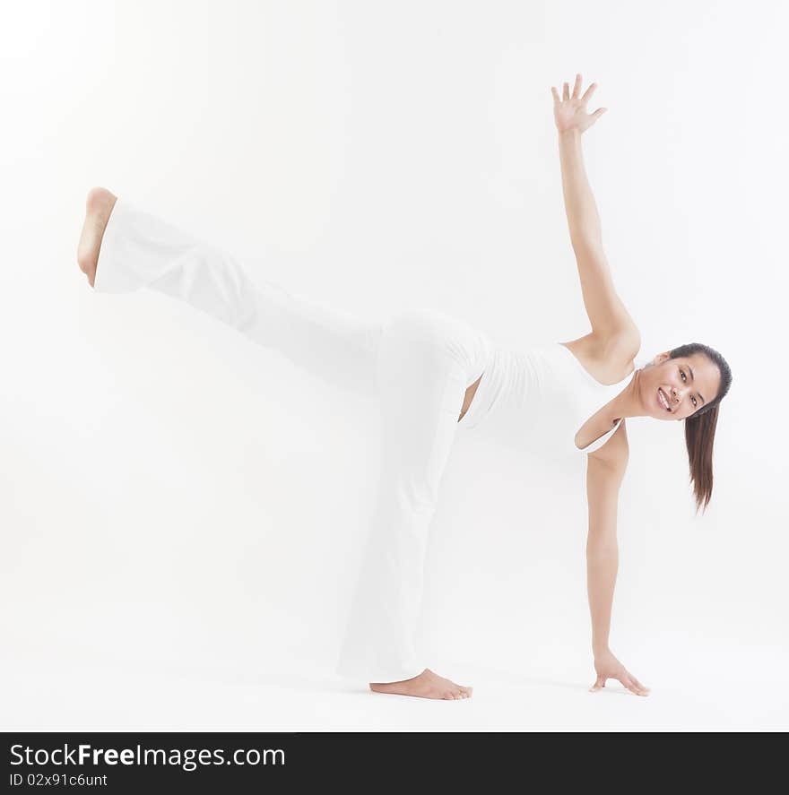 Professional yoga trainer in studio