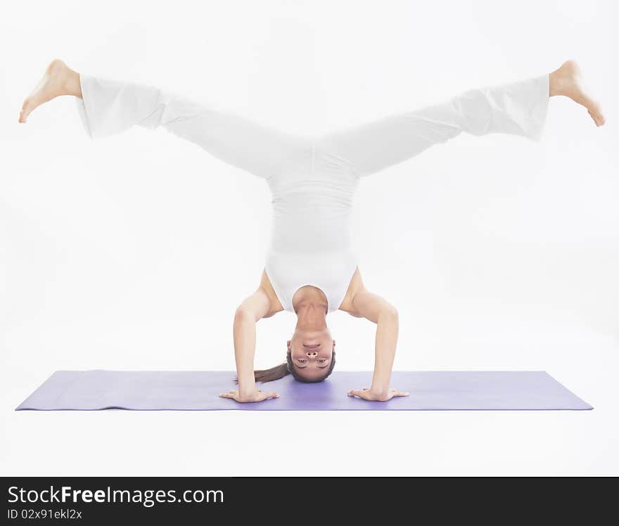 Professional yoga trainer in studio