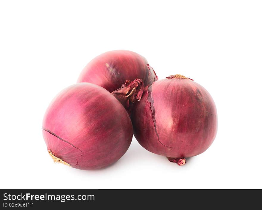 Red onions,  isolated on white background