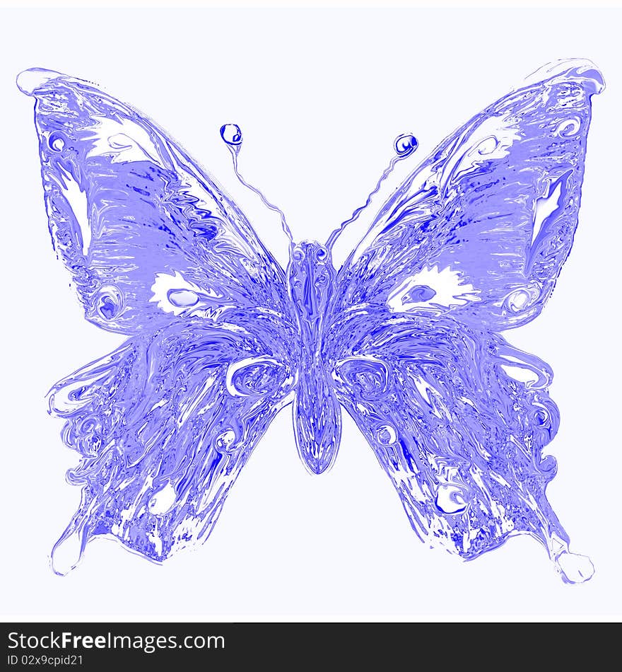 Aqua butterfly, water droplets butterfly illustration