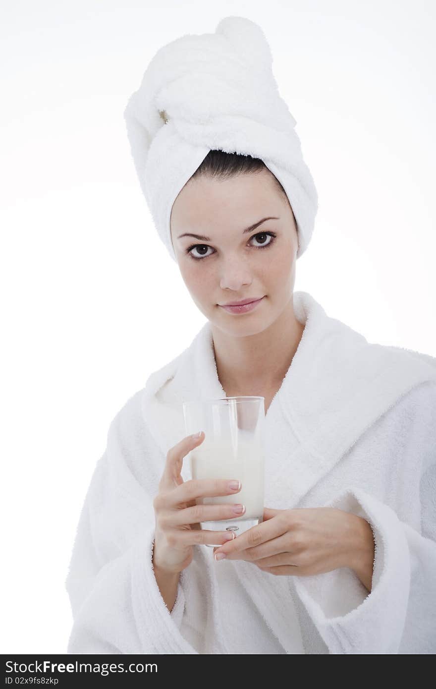 Beauty in bathrobe