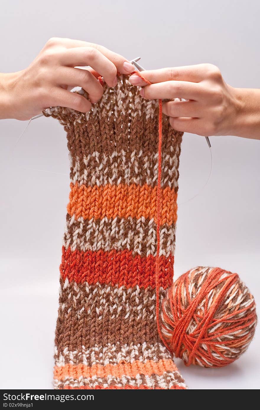 Woman's hand knit knitting yarn and clothes