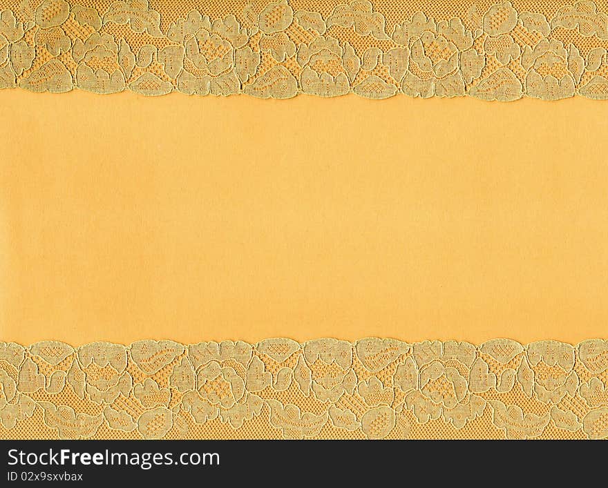 Light orange background with retro lace frame. Light orange background with retro lace frame