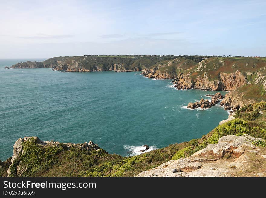 Petit Bot Bay From Icart Point On Guernsey