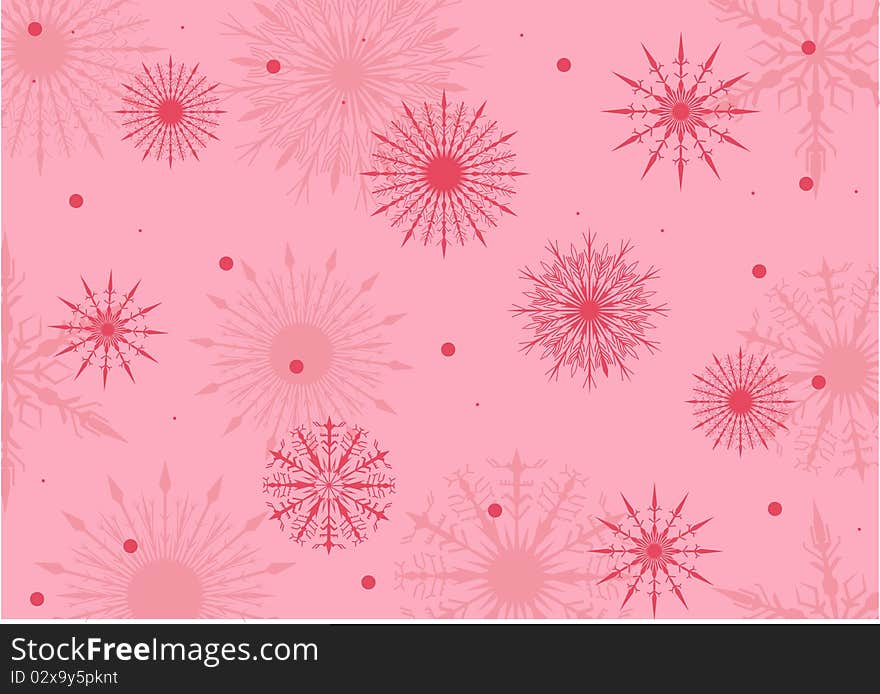 Pink and red snowflake background