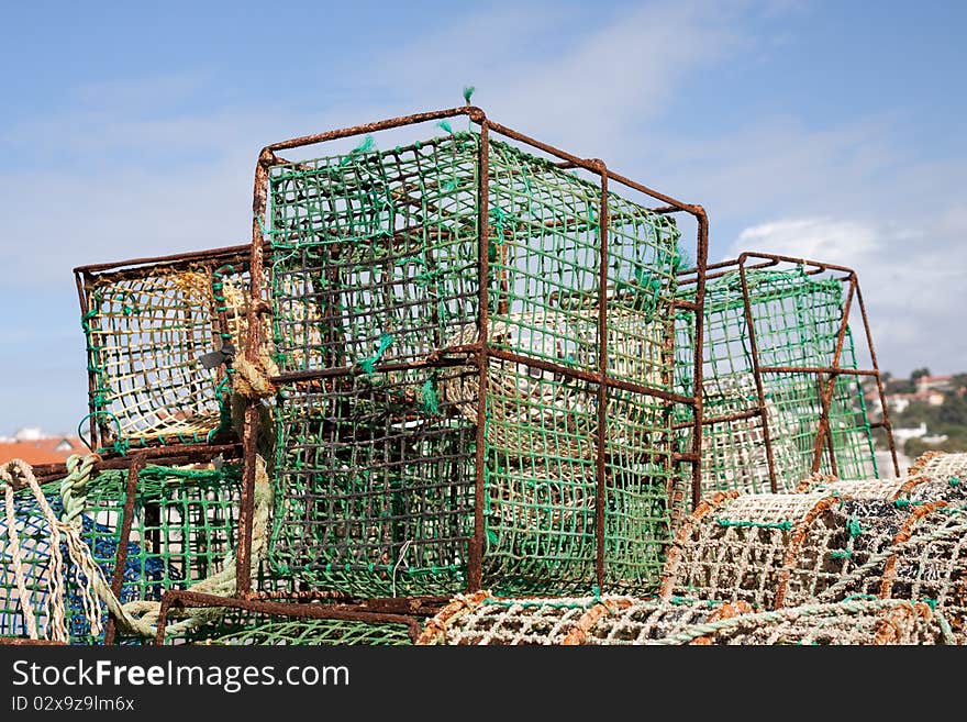 The picture of lobster traps at Atlantic ocean