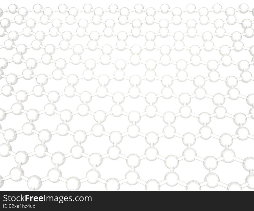 3D rendered gray reflective graphene structure on white background