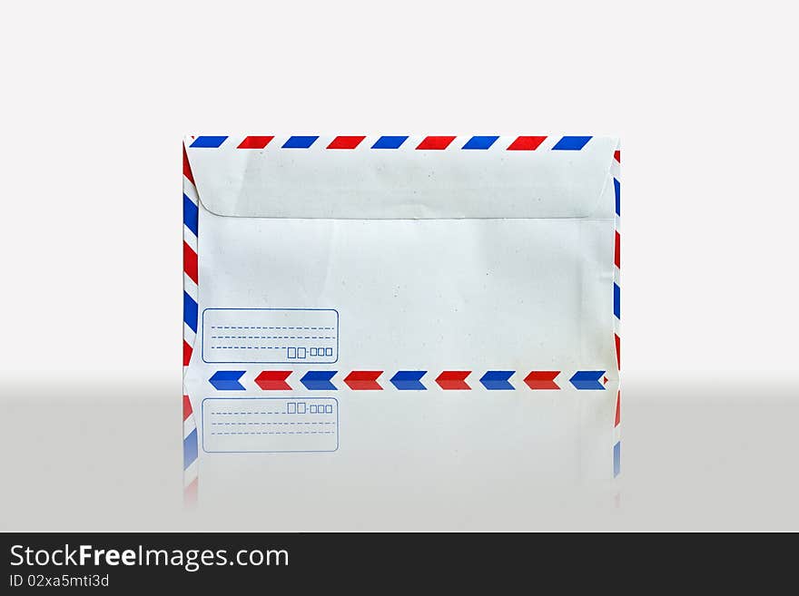 Back side of envelope isolated on white