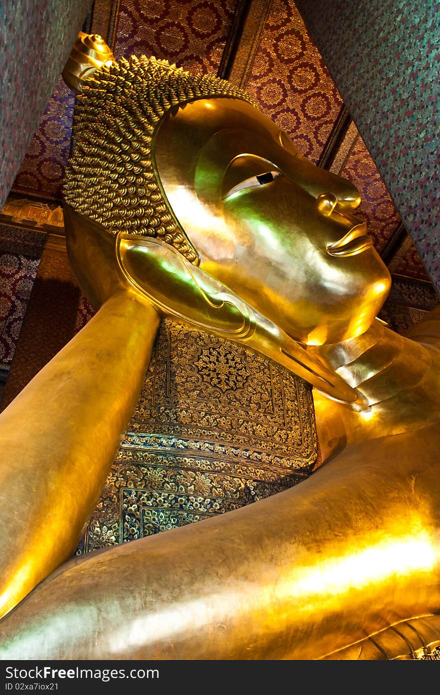 A big Reclining Buddha in Thailand. A big Reclining Buddha in Thailand