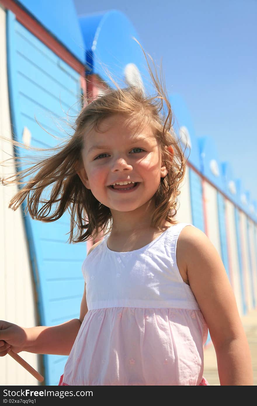 portrait of young girl at beach