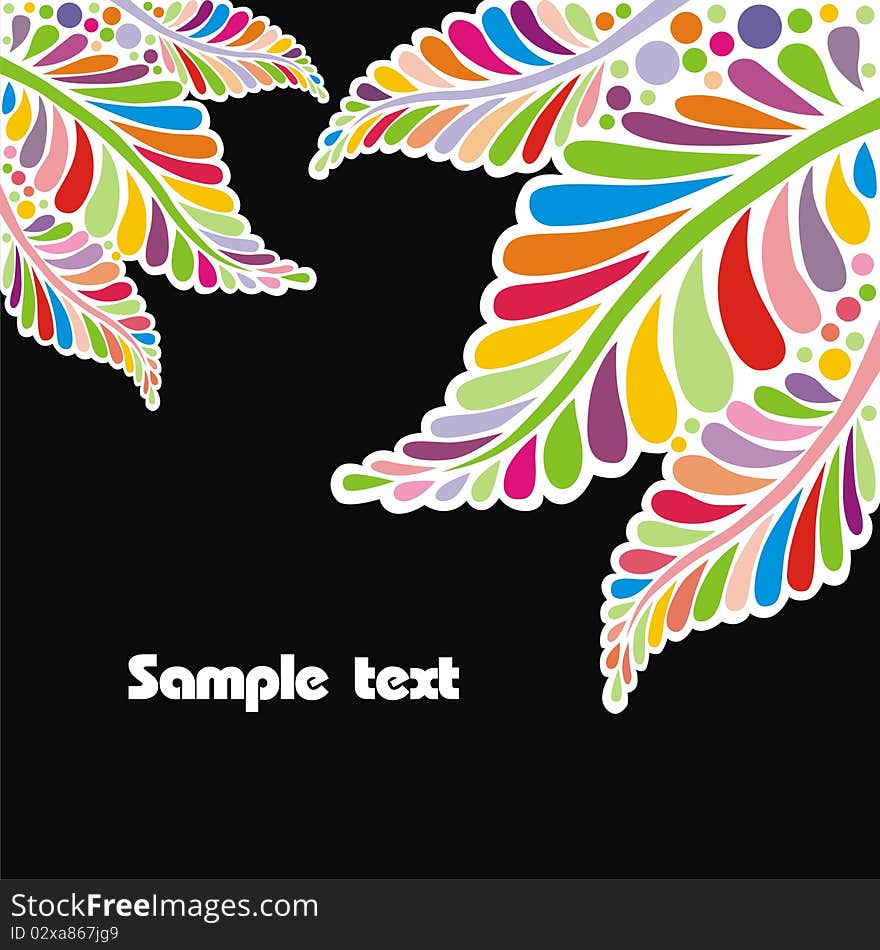 Leaves which consist of many colorful patterns. Vector illustration. Leaves which consist of many colorful patterns. Vector illustration.