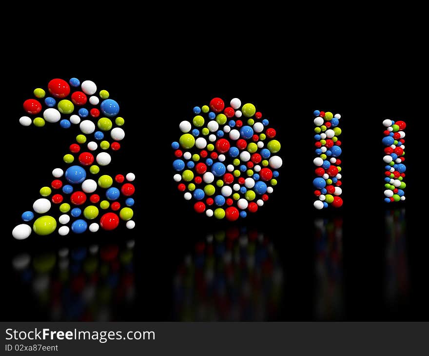 Figures which consist of colorful balls on black background. Figures which consist of colorful balls on black background.