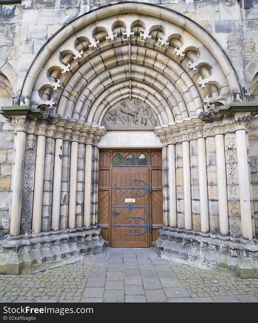 Church gate in the city Hameln