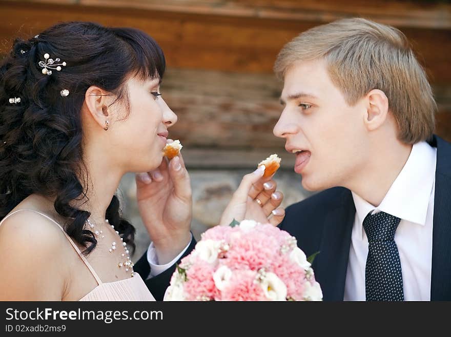 Young and happy in love couple on walk. Young and happy in love couple on walk