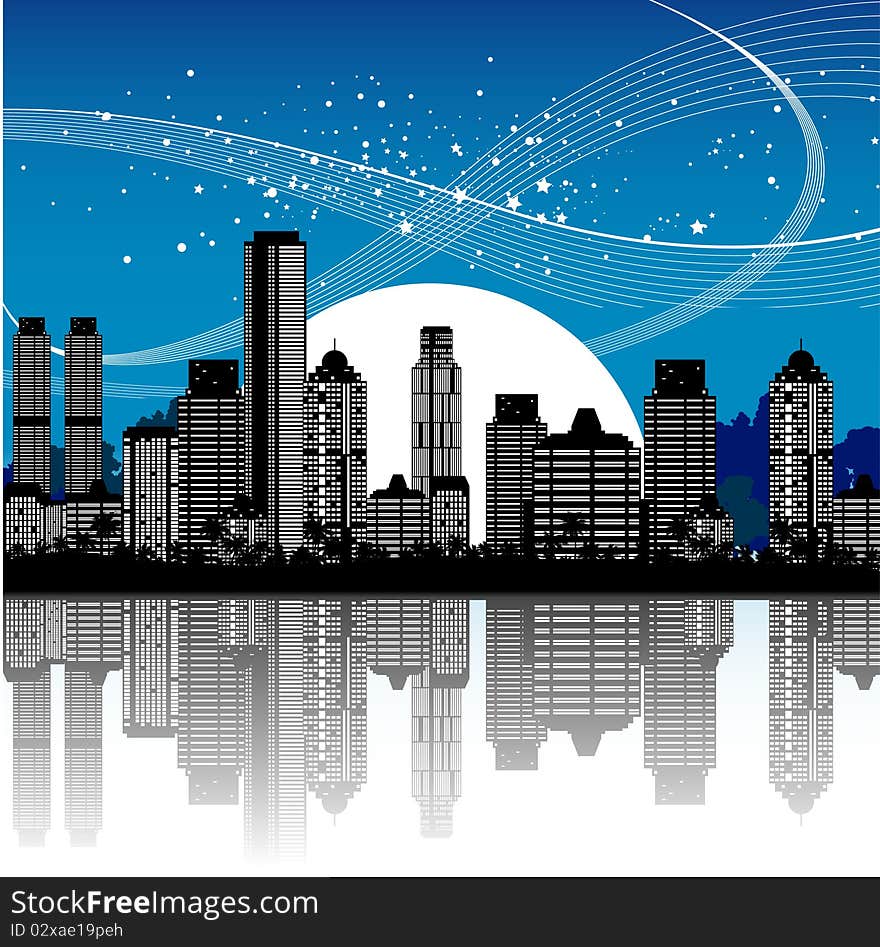 City landscape and silhouette backgrond vector