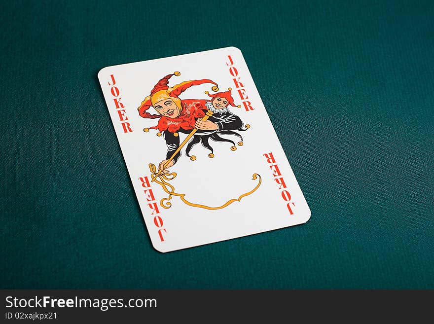 Joker playing card on white background