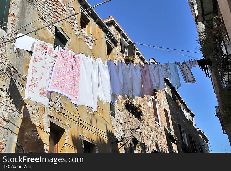 Wet clothes hanging