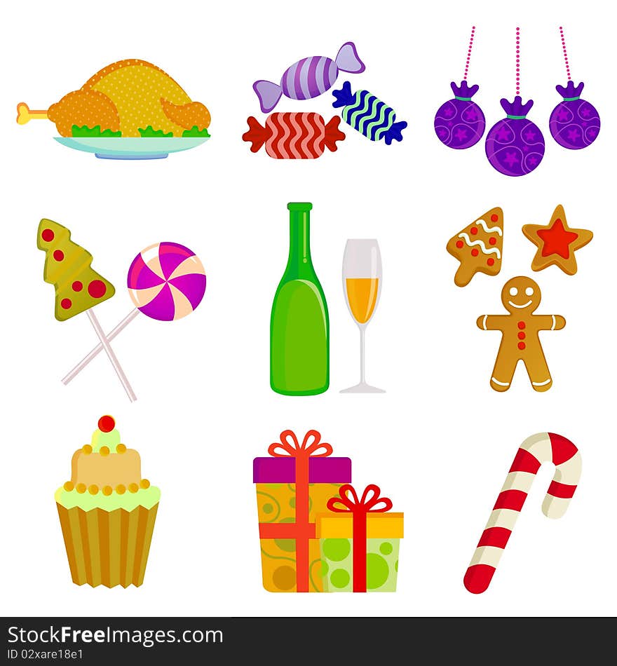 Set of food drink sweet illustration vector. Set of food drink sweet illustration vector