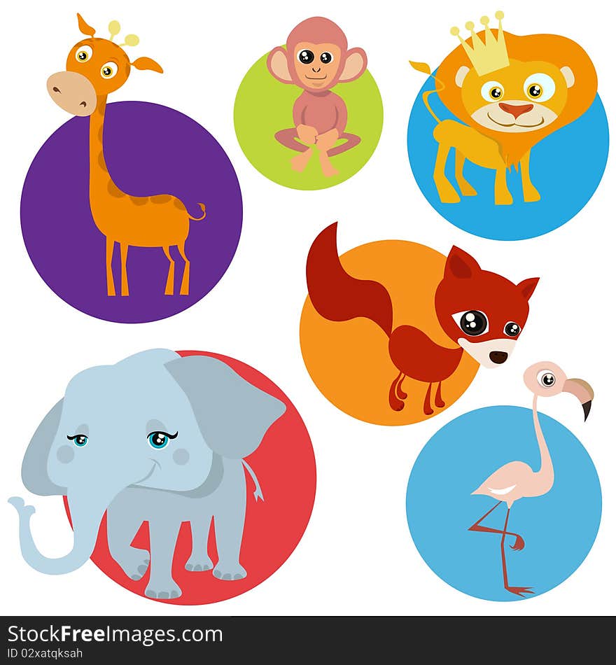 Cartoon wild animals illustration vector