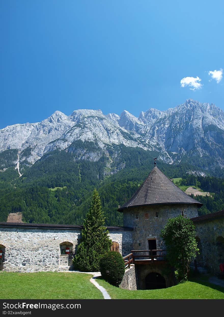 Fragment of a medieval castle in Austria Hohenwerfen. Fragment of a medieval castle in Austria Hohenwerfen