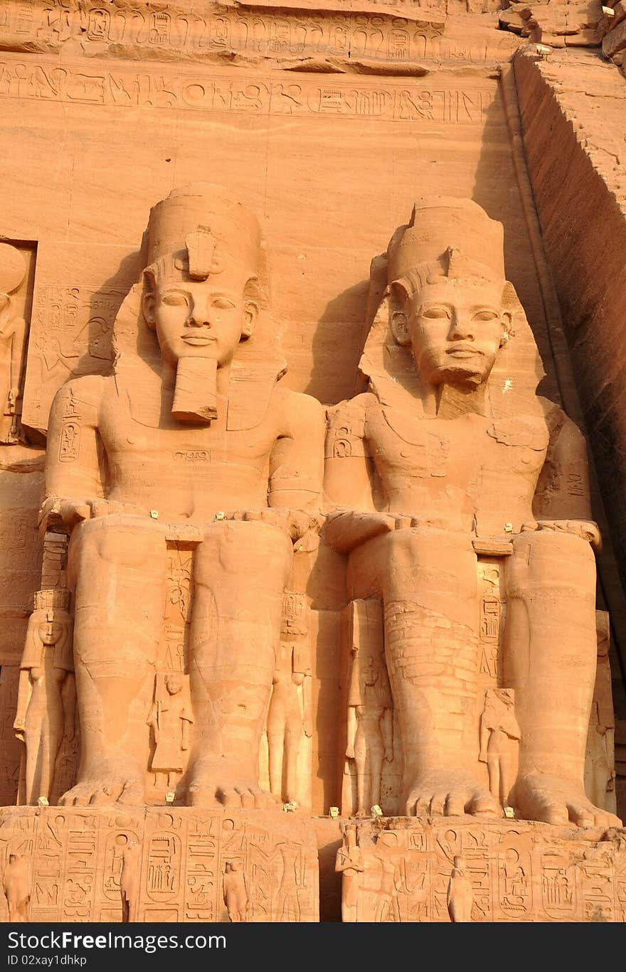 Scenery of the huge statues of Pharaoh Ramesses II, at Abu Simbel, Egypt. Scenery of the huge statues of Pharaoh Ramesses II, at Abu Simbel, Egypt