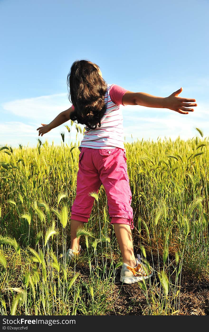 Motion on green meadow in nature