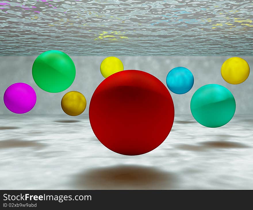 Abstract 3d image of painted balls