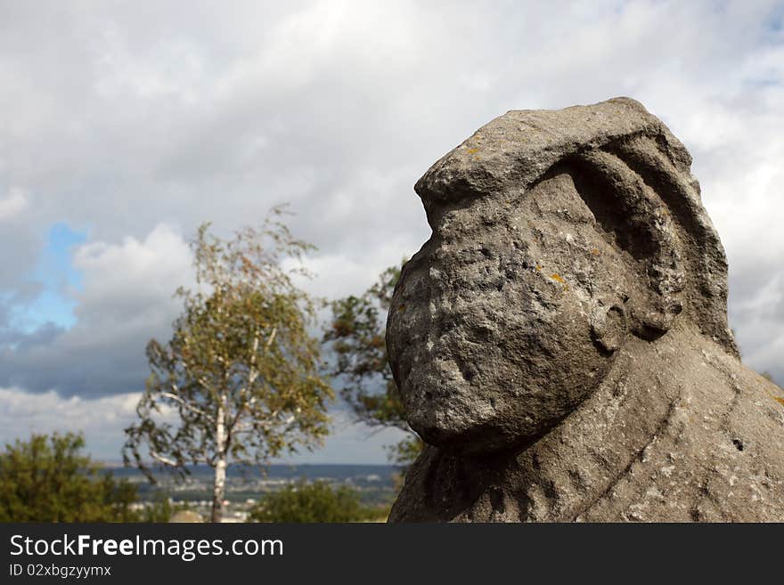 Slavanian pagans stone idol near Izum city. Slavanian pagans stone idol near Izum city