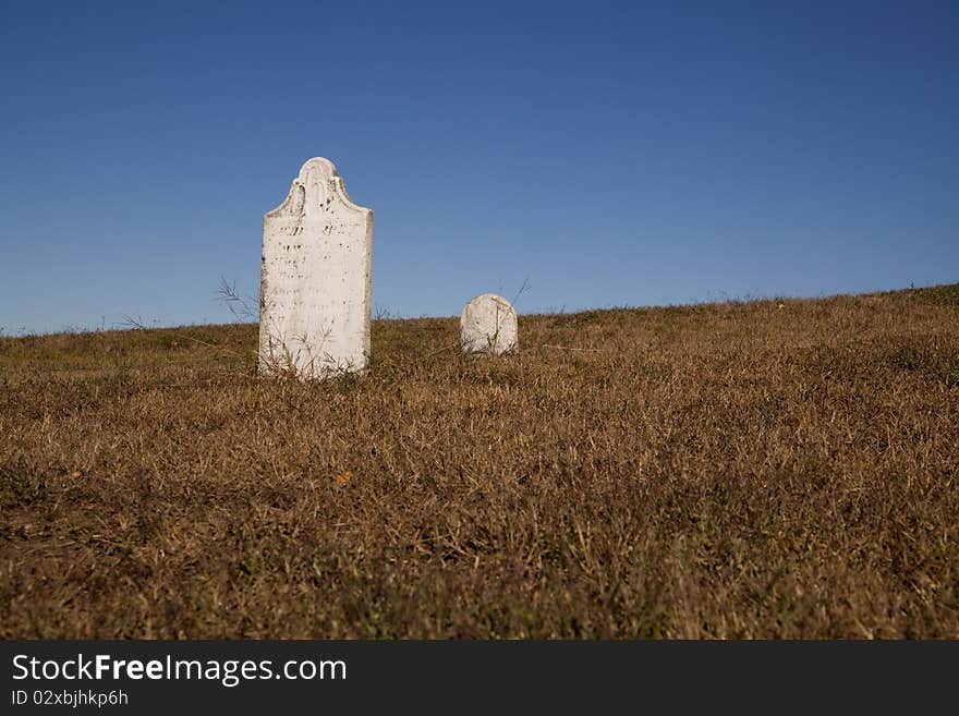 Revolutionary war era cemetery taken on a bright,sunny day