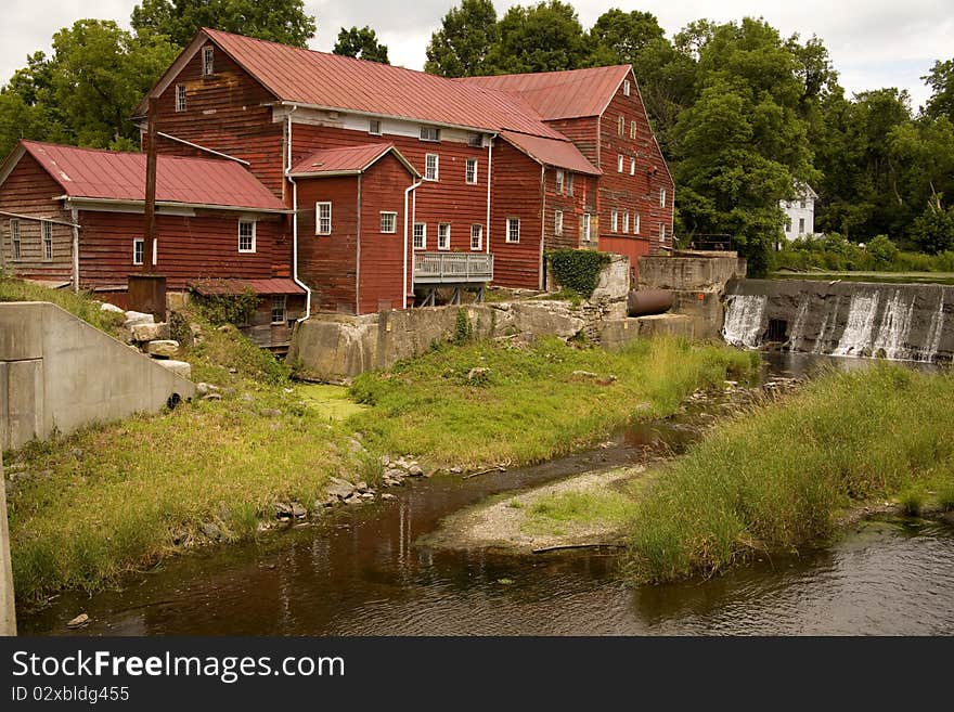 Old mill located on slow moving river