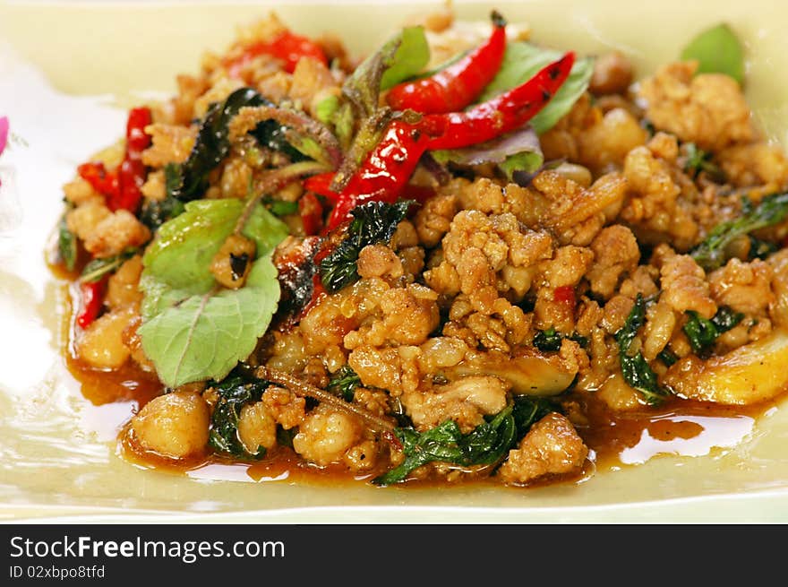 Fried Pork With Holy Basil