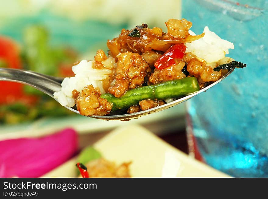 Fried pork with Holy Basil