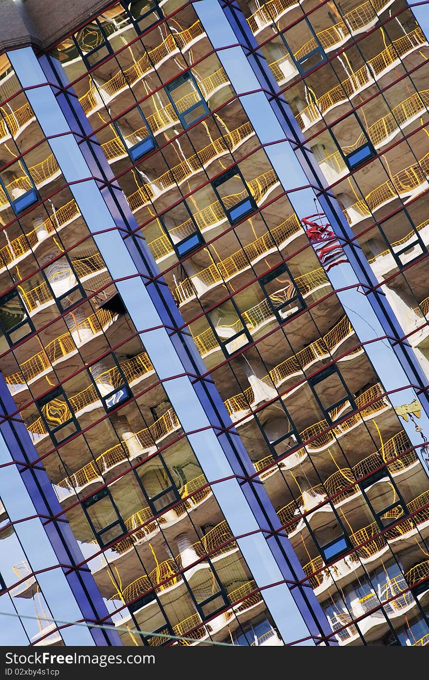 Reflections in skyscrapers windows. Downtown - business center of Toronto, Canada. Reflections in skyscrapers windows. Downtown - business center of Toronto, Canada