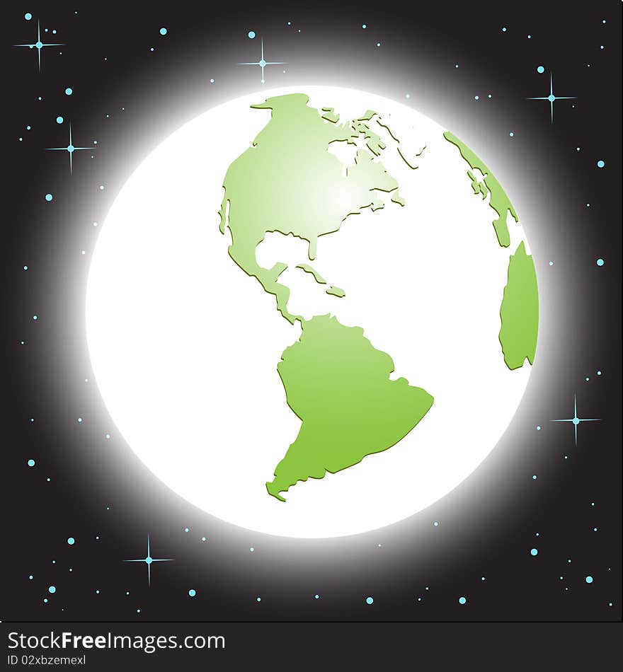 Illustration, white globe in cosmos in encirclement fcompanion