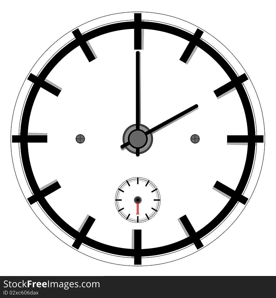 Illustration of simple  clock on isolated background. Illustration of simple  clock on isolated background