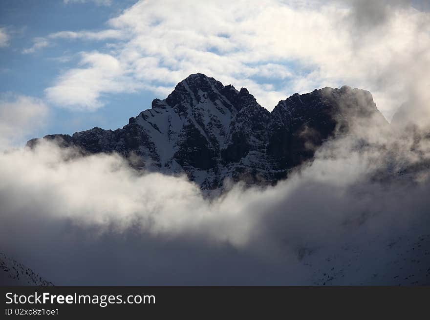 Mountain in the clouds after rain. Mountain in the clouds after rain