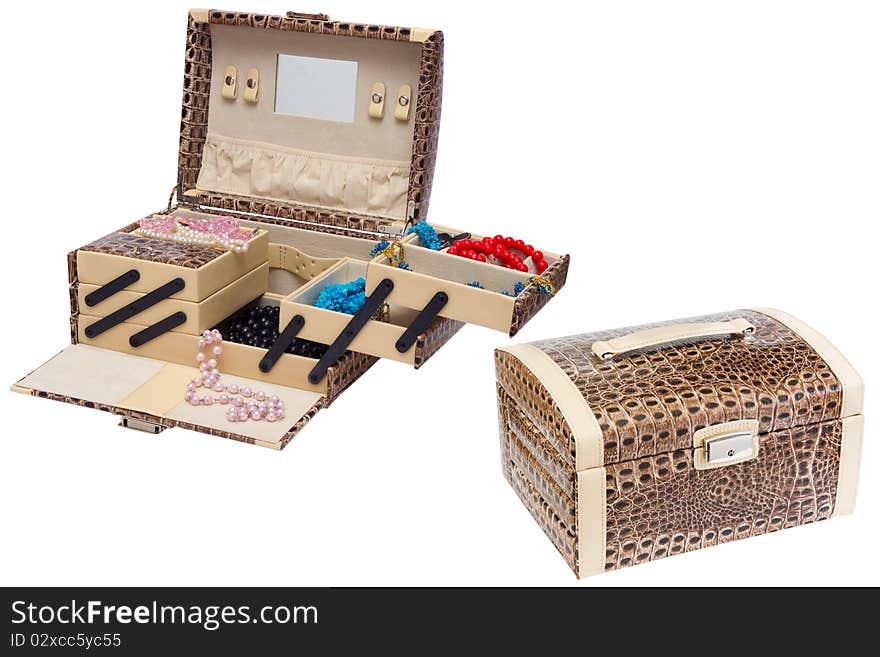 Open Jewelry Box And Closed Chest