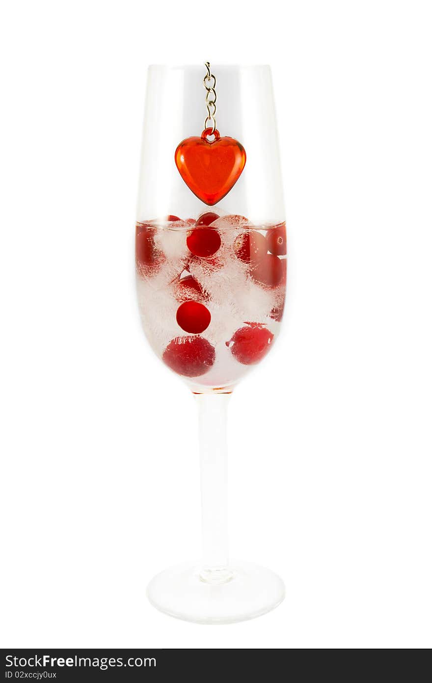 Glass of cranberry on a white background.