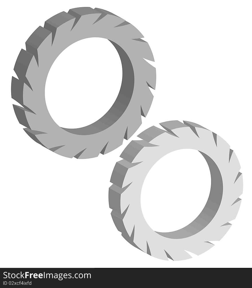 3d illustration of a two bearings isolated on white