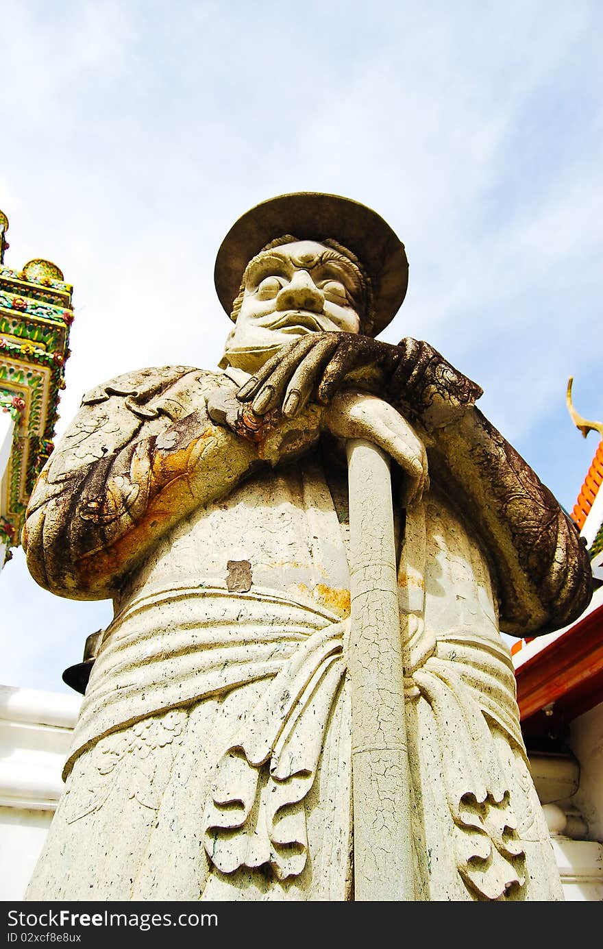 Ancient lord stone statue in Thailand