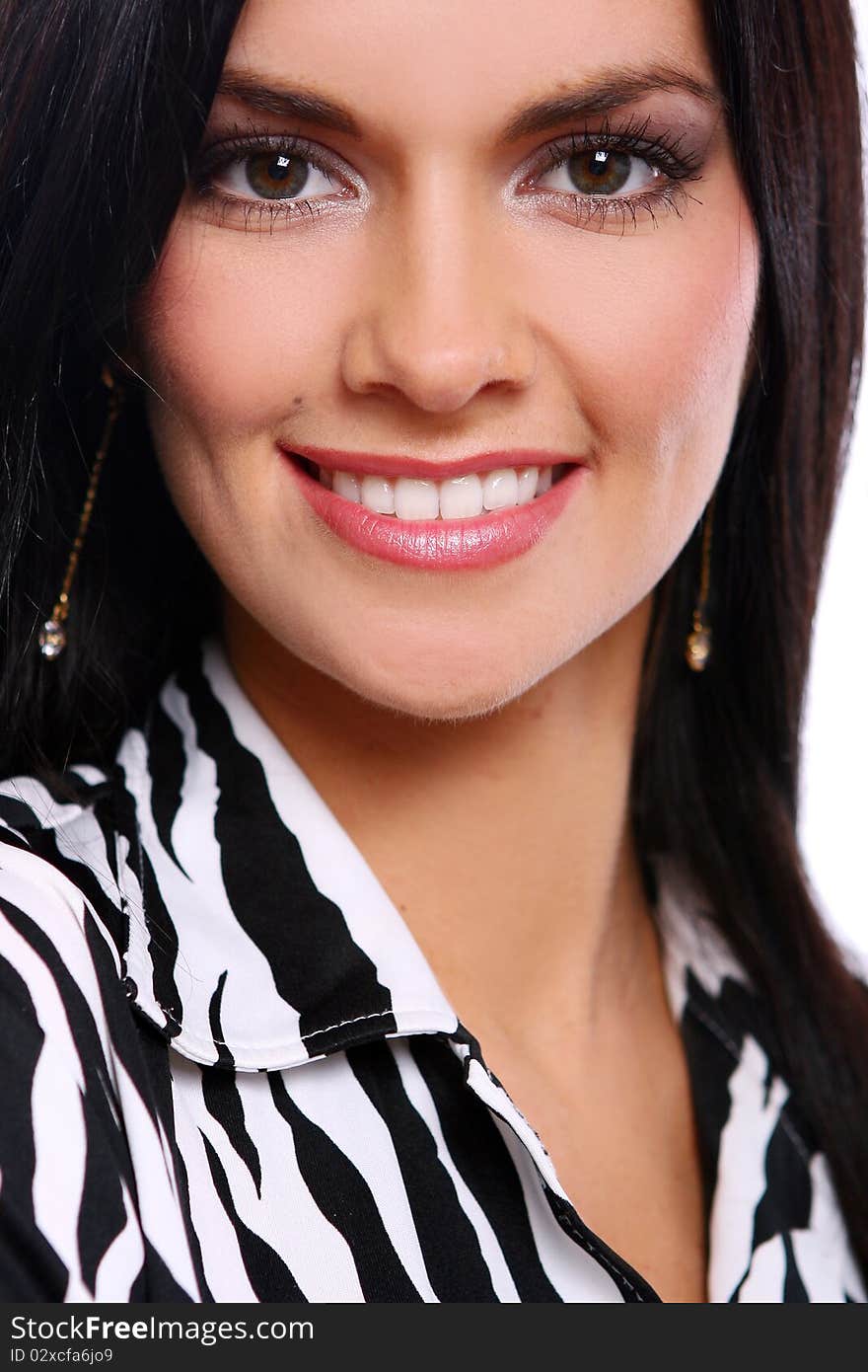 Young and sexy girl in pink blouse at white background. Young and sexy girl in pink blouse at white background