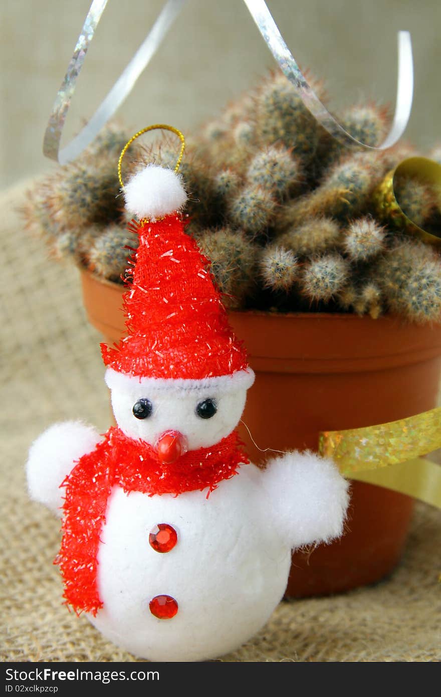 Cactus decorated with Christmas toys